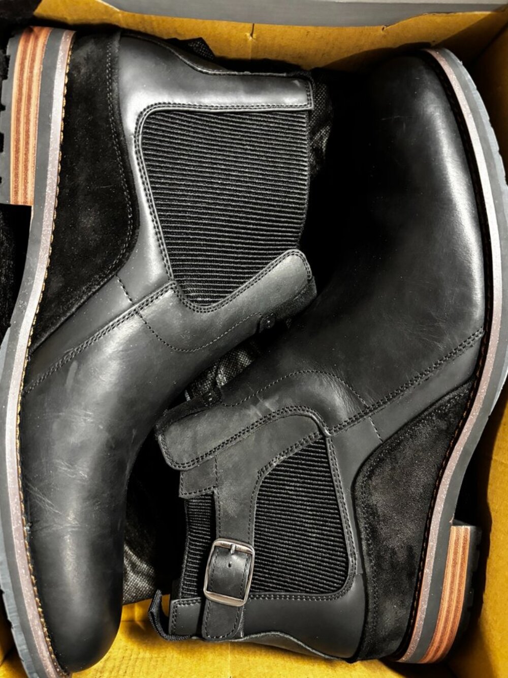 Stacy Adams Oskar Men’s Black Chelsea Ankle Boots Size 13M Buckle